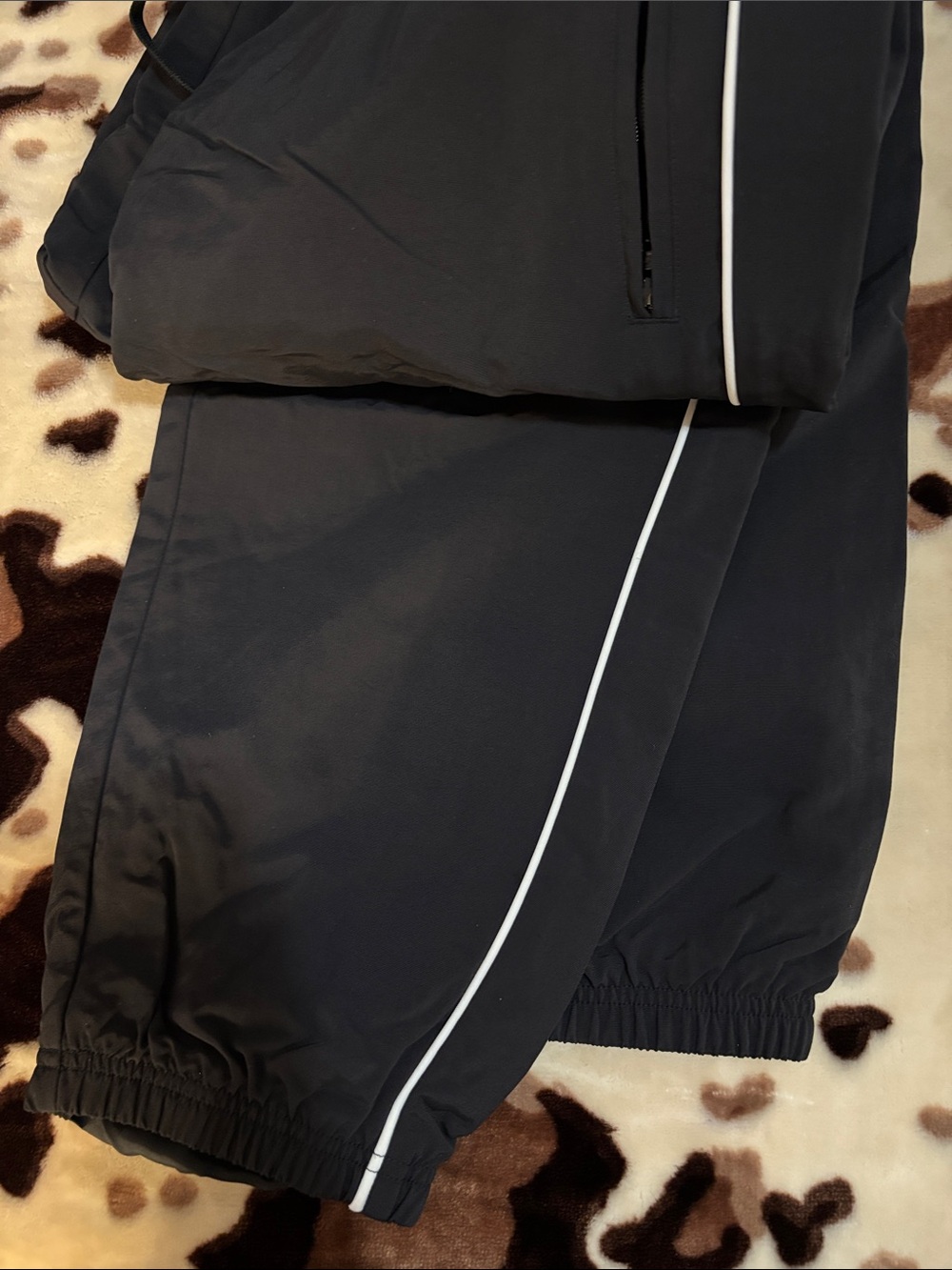 Adidas Black Track Pants with White Piping and Embroidered Crest - Picture 5 of 5